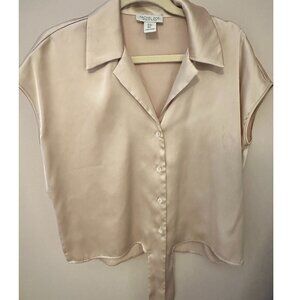 Rachel Zoe satin short sleeve button down